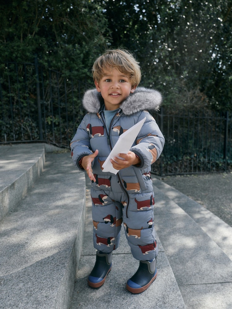 Dog Print Padded Snowsuit (3mths-7yrs) - Image 1 of 3 Dog Print Padded Snowsuit (3mths-7yrs) - Image 1 of 3