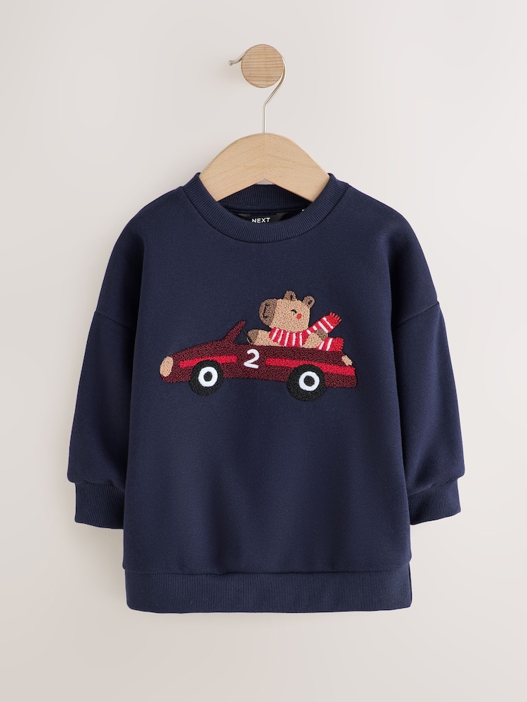 Navy Capybara Printed Crew Neck Sweat Top (3mths-7yrs) - Image 1 of 4