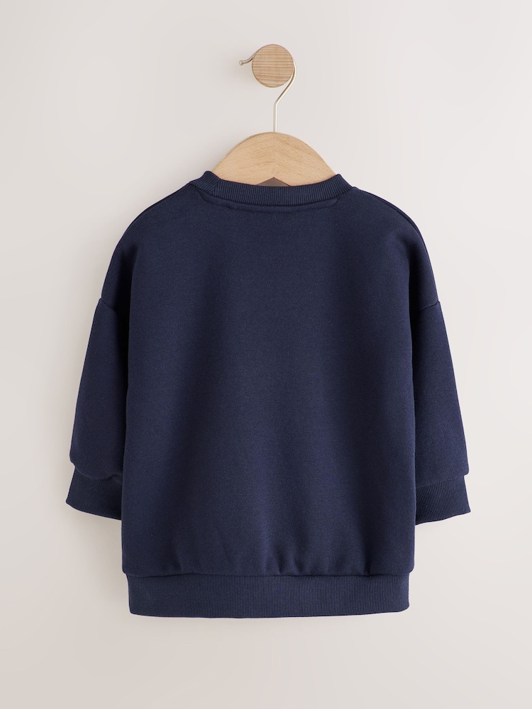 Navy Capybara Printed Crew Neck Sweat Top (3mths-7yrs) - Image 2 of 4