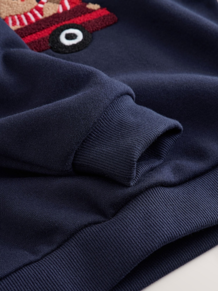 Navy Capybara Printed Crew Neck Sweat Top (3mths-7yrs) - Image 4 of 4