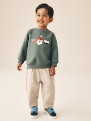 Sage Green Christmas Christmas Crew Neck Sweat Top (3mths-7yrs) - Image 2 of 8