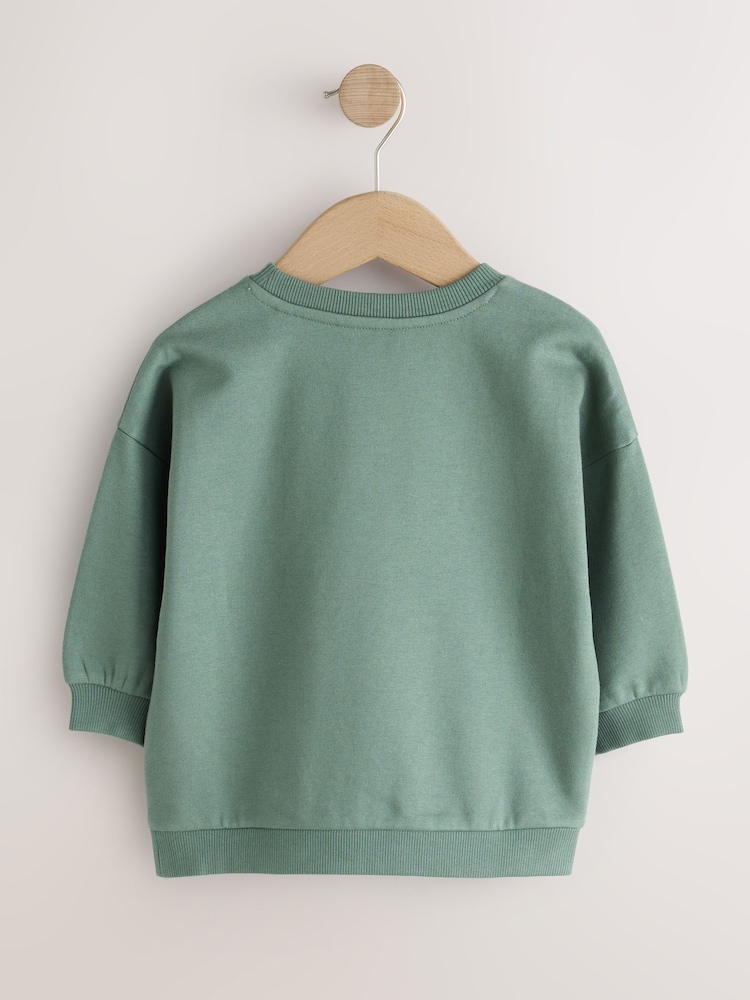 Sage Green Christmas Christmas Crew Neck Sweat Top (3mths-7yrs) - Image 8 of 8