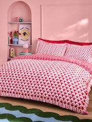 Eleanor Bowmer Red Geo Stripe 180 Thread Count Duvet Cover and Pillowcase Set - Image 1 of 6