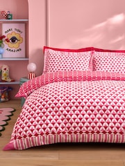Eleanor Bowmer Red Geo Stripe 180 Thread Count Duvet Cover and Pillowcase Set - Image 2 of 6