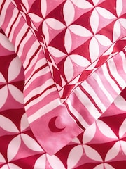 Eleanor Bowmer Red Geo Stripe 180 Thread Count Duvet Cover and Pillowcase Set - Image 4 of 6