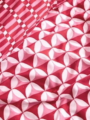 Eleanor Bowmer Red Geo Stripe 180 Thread Count Duvet Cover and Pillowcase Set - Image 5 of 6