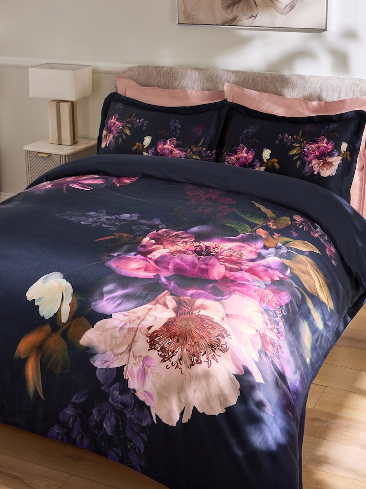 Lipsy Navy Renata Floral 200 Thread Count Cotton Sateen Bedset - Image 2 of 4 Lipsy Navy Renata Floral 200 Thread Count Cotton Sateen Bedset - Image 2 of 4