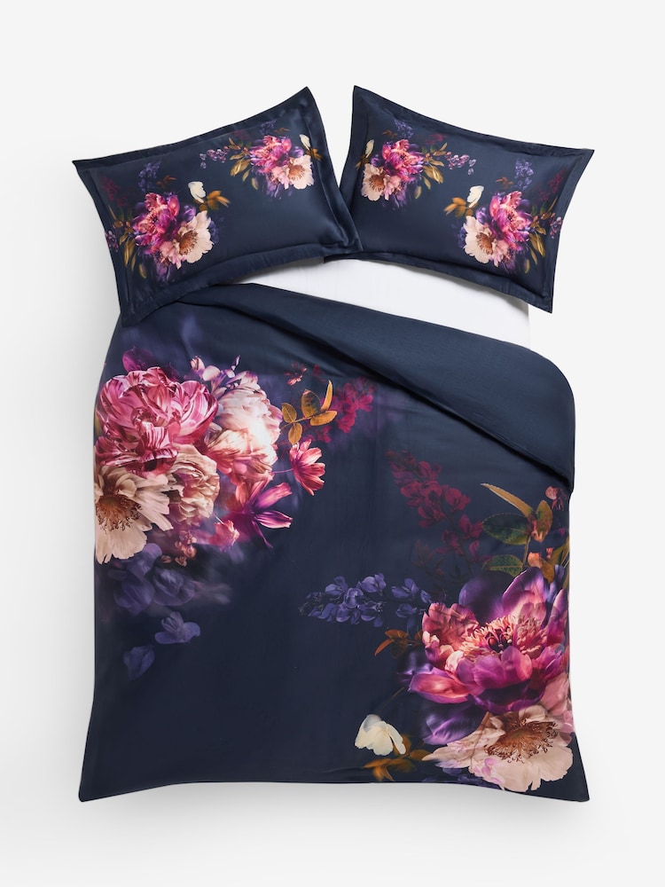 Lipsy Navy Reina Floral 200 Thread Count Cotton Sateen Bedset - Image 5 of 5 Lipsy Navy Reina Floral 200 Thread Count Cotton Sateen Bedset - Image 5 of 5