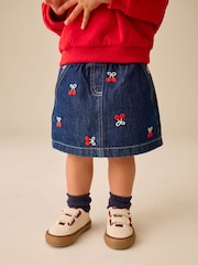 Denim Cherry Embroidery - Pull-On Skirt (3mths-7yrs) - 圖片 1，共 9