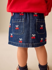 Denim Cherry Embroidery - Pull-On Skirt (3mths-7yrs) - 圖片 3，共 9