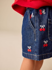 Denim Cherry Embroidery - Pull-On Skirt (3mths-7yrs) - 圖片 5，共 9