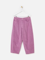 Oliver Bonas Purple Lilac Corduroy Cropped Barrel Leg Trousers - Image 3 of 7