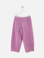 Oliver Bonas Purple Lilac Corduroy Cropped Barrel Leg Trousers - Image 4 of 7