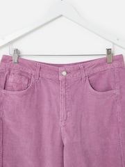 Oliver Bonas Purple Lilac Corduroy Cropped Barrel Leg Trousers - Image 7 of 7