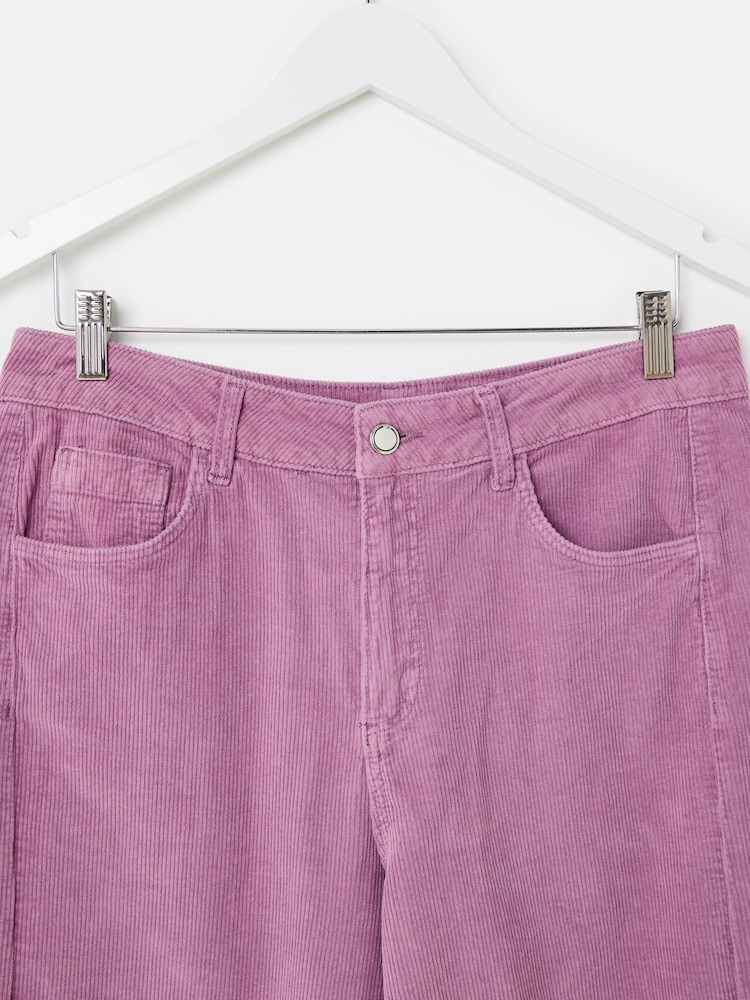 Oliver Bonas Purple Lilac Corduroy Cropped Barrel Leg Trousers - Image 7 of 7