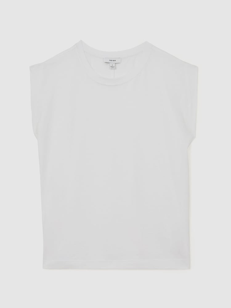 Weiß - Reiss Millie Baumwoll-T-Shirt mit Flügelärmeln - Bild 2 von 6