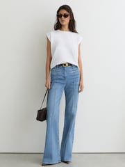 Weiß - Reiss Millie Baumwoll-T-Shirt mit Flügelärmeln - Bild 4 von 6