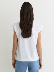 Weiß - Reiss Millie Baumwoll-T-Shirt mit Flügelärmeln - Bild 5 von 6