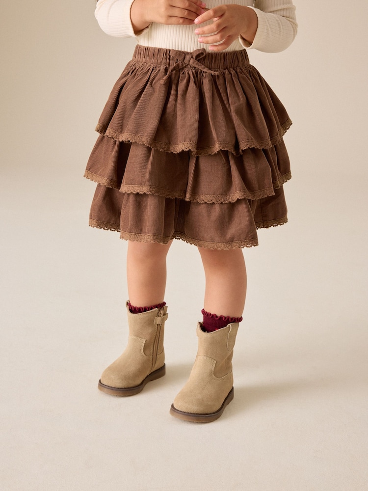 Chocolate Brown Cord Pullon Rara Skirt (3mths-7yrs) - Image 1 of 4