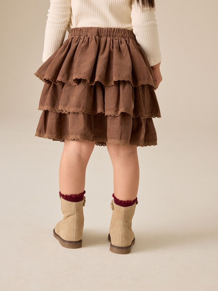Chocolate Brown Cord Pullon Rara Skirt (3mths-7yrs) - Image 2 of 4
