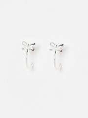 Oliver Bonas Silver Tone Paloma Bow Hoop Earrings - Image 1 of 5