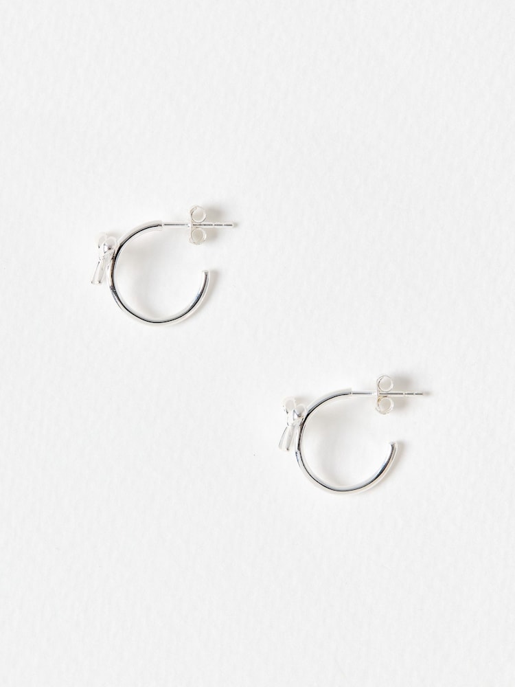 Oliver Bonas Silver Tone Paloma Bow Hoop Earrings - Image 2 of 5