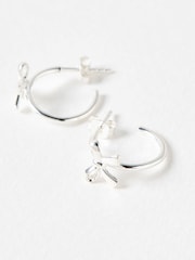 Oliver Bonas Silver Tone Paloma Bow Hoop Earrings - Image 4 of 5