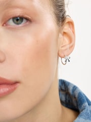 Oliver Bonas Silver Tone Paloma Bow Hoop Earrings - Image 5 of 5