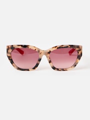 Oliver Bonas Brown Milky Faux Tortoiseshell Angled Cat Eye Acetate Sunglasses - Image 1 of 5