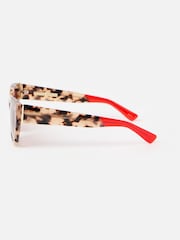 Oliver Bonas Brown Milky Faux Tortoiseshell Angled Cat Eye Acetate Sunglasses - Image 3 of 5