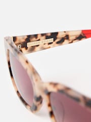 Oliver Bonas Brown Milky Faux Tortoiseshell Angled Cat Eye Acetate Sunglasses - Image 5 of 5
