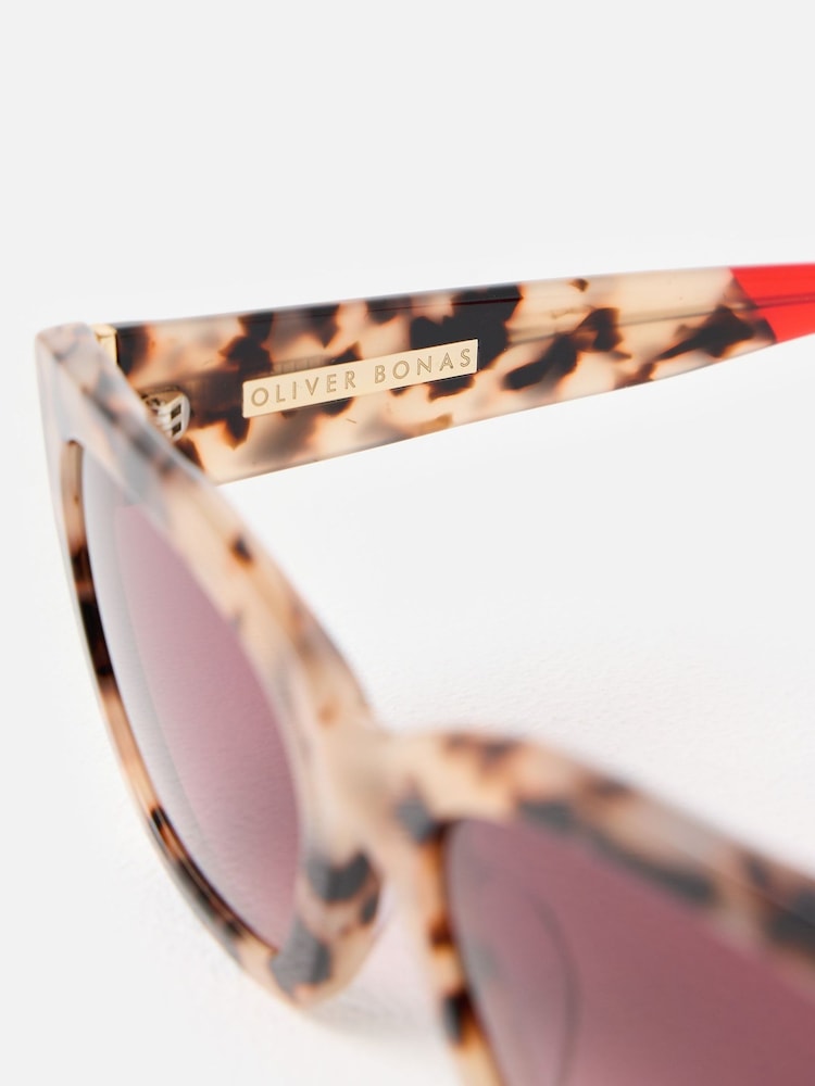 Oliver Bonas Brown Milky Faux Tortoiseshell Angled Cat Eye Acetate Sunglasses - Image 5 of 5 Oliver Bonas Brown Milky Faux Tortoiseshell Angled Cat Eye Acetate Sunglasses - Image 5 of 5