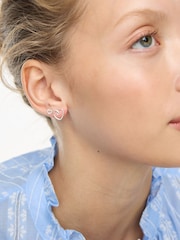 Oliver Bonas Silver Tone Amia Double Heart Stud Earrings Set 4 - Image 3 of 3