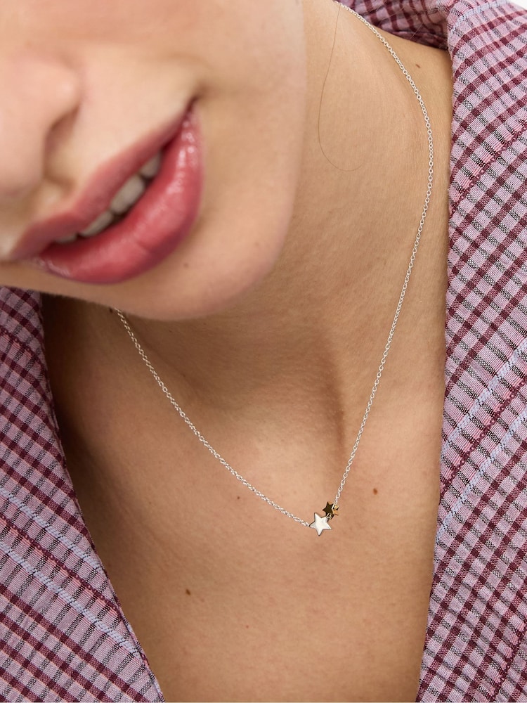 Oliver Bonas Silver & Gold Tone Callie Star Charm Pendant Necklace - Image 4 of 4 Oliver Bonas Silver & Gold Tone Callie Star Charm Pendant Necklace - Image 4 of 4