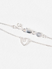 Oliver Bonas Silver Tone Hali Textured Heart Charm Chain Bracelet - Image 3 of 4