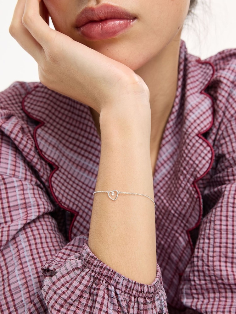 Oliver Bonas Silver Tone Hali Textured Heart Charm Chain Bracelet - Image 4 of 4 Oliver Bonas Silver Tone Hali Textured Heart Charm Chain Bracelet - Image 4 of 4