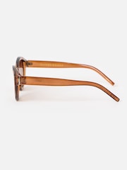 Oliver Bonas Brown Mocha Crystal Angled Oval Sunglasses - Image 3 of 4