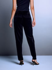 Black Velvet Slim Tailored Trousers - Image 4 of 8