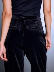 Black Velvet Slim Tailored Trousers - Image 5 of 8