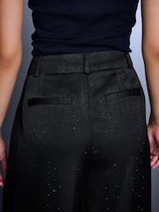 ខ្មៅ - Embellished Satin Trousers - រូបភាព 4 នៃ 8