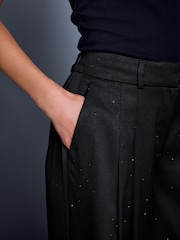 ខ្មៅ - Embellished Satin Trousers - រូបភាព 5 នៃ 8