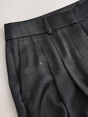 ខ្មៅ - Embellished Satin Trousers - រូបភាព 7 នៃ 8