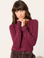 FatFace Tallulah Plum Purple Twist Front Long Sleeve Top - Image 4 of 6