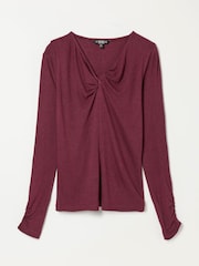 FatFace Tallulah Plum Purple Twist Front Long Sleeve Top - Image 6 of 6