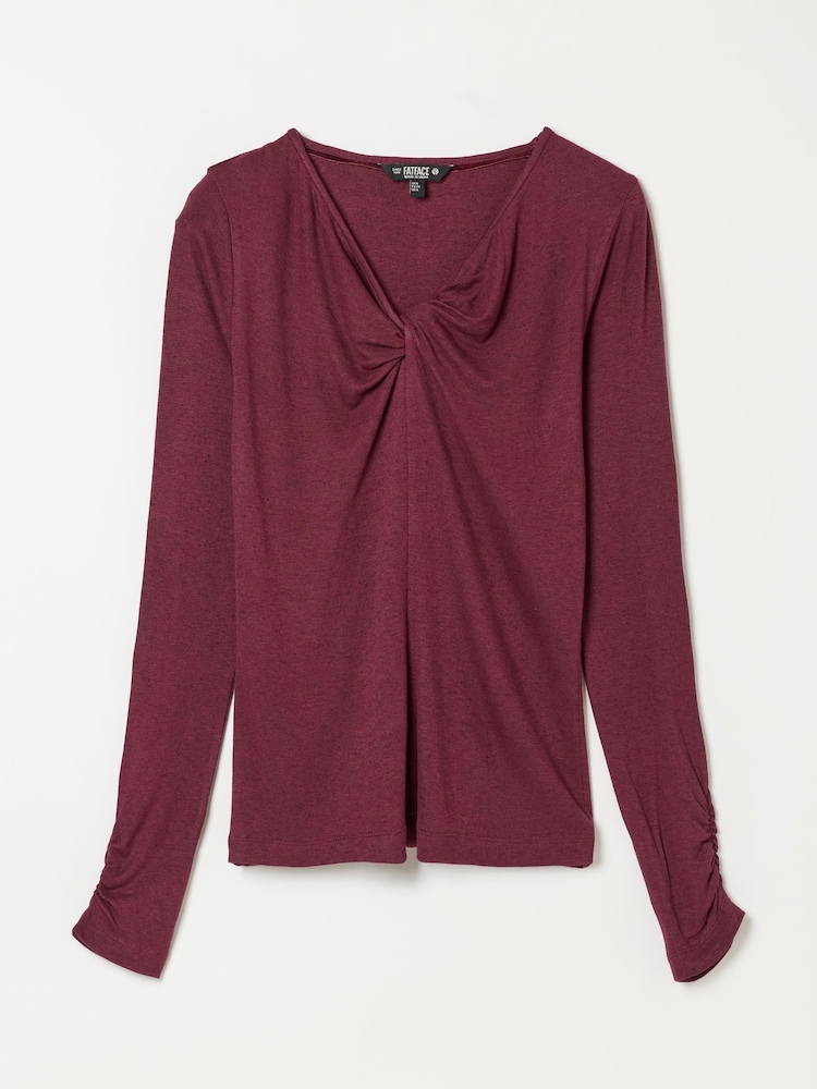 FatFace Tallulah Plum Purple Twist Front Long Sleeve Top - Image 6 of 6 FatFace Tallulah Plum Purple Twist Front Long Sleeve Top - Image 6 of 6