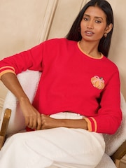 Love & Roses Red Sequin Pumpkin Detail Long Sleeve Crew Neck Knitted Jumper - Image 4 of 5