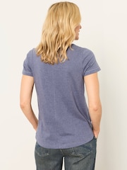 FatFace Denim Blue Floral Cross Stitch Graphic T-Shirt - Image 2 of 6