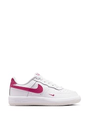 White/Pink Beet - Nike Junior Air Force 1 Lace Trainers - Bild 1 von 10