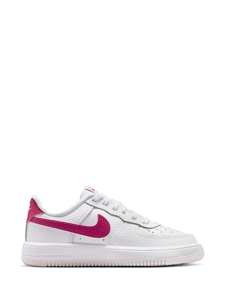White/Pink Beet - Nike Junior Air Force 1 Lace Trainers - Bild 2 von 10