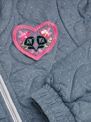 Monsoon Blue Heart Quilted Chambray Bomber Jacket - Image 3 of 3